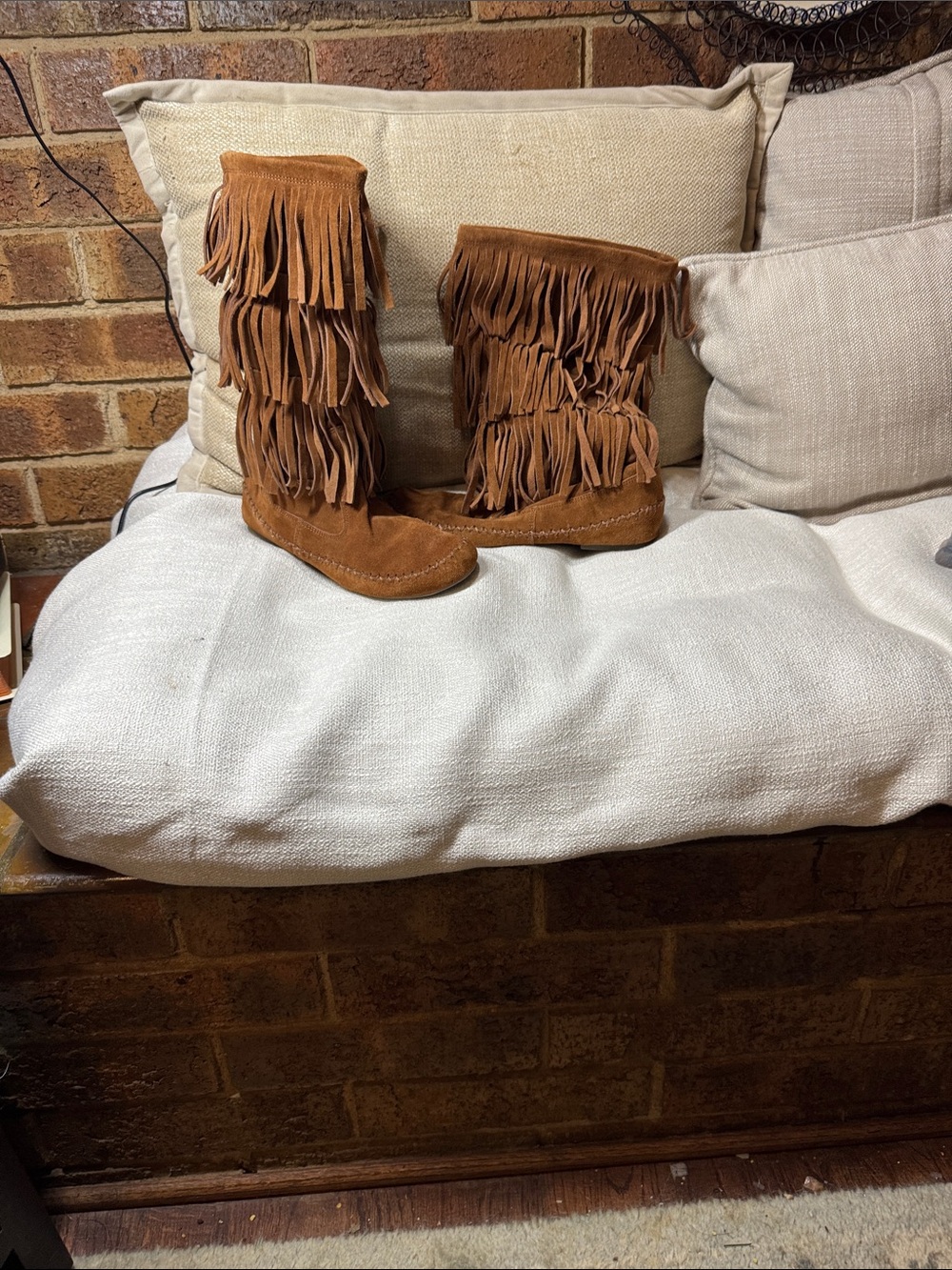 LC Lauren Conrad Tan Fringe Accent Pillow